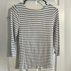 Black and White Striped Quarter Sleeve Shirt